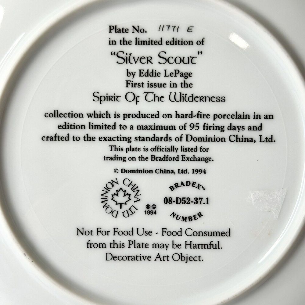 8” Silver Scout The Bradford Exchange Collector Plate Spirit Of The Wilderness - Picture 3 of 4